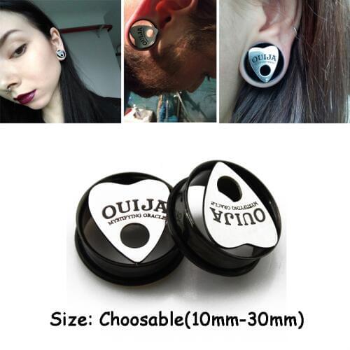 SHUIMEI PAIR 316l Surgical Steel With OUIJA Logo Single Flared Ear Plug Gauges Piercing Body Jewelry 10mm-30mm