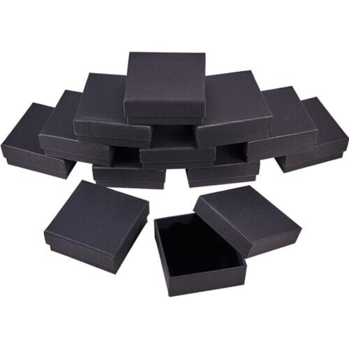 Black Cardboard Jewelry Set Square Boxes for Ring Necklace boxes and packaging Birthday Gift Box 12pcs/18pcs/24pcs