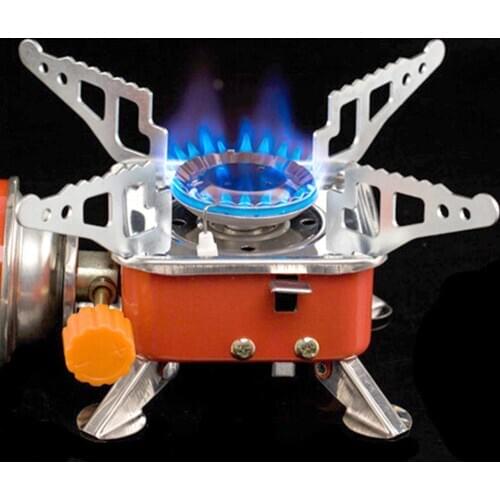 Stainless Steel Foldable Square Cooking Stove Portable Outdoor Camping Combustor Cooker Cookware Travel Picnic BBQ Gas Furnace