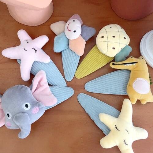 Fluffy Cute Star Cartoon Animal Fruit Sunflower Yellow Pink Bang Clip Headwear For Women Hair Clips & Pins