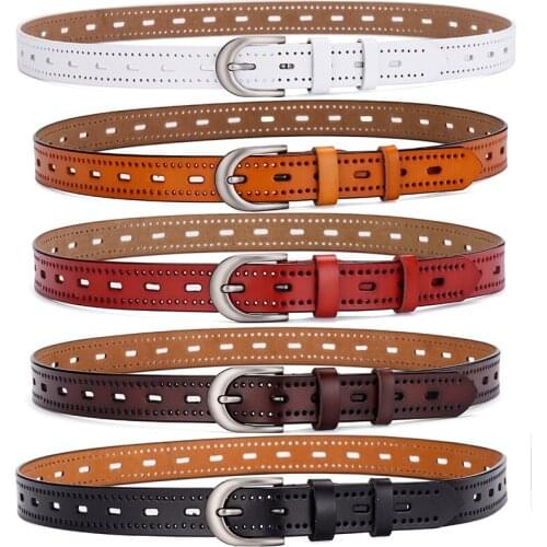 Ladies One Needle Belt Buckle Leather Belt Cowhide Fashion Black Waistband Female Jeans Belt High Quality Strap Luxury Designer