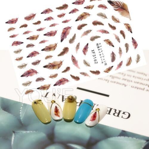 Luxury Nail Art Sticker DIY Sticker Decals Feather Nail Art Design Manicure Back Glue Adhesive Sticksers for Nails Foil Wraps