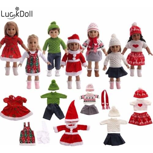 Christmas Doll Clothes Knitwear + Panties + Shoes For 18 Inch American&43Cm Baby New Born Doll Our Generation