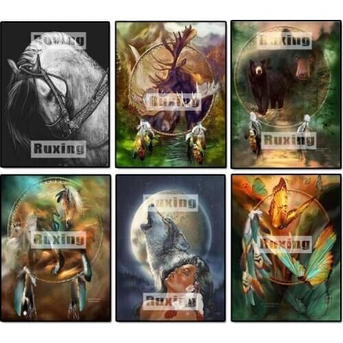 Ruxing 5D Diamond Embroidery Scenic Diamond Painting Cross Stitch Animal Rhinestones DIY Diamond Mosaic Home Decoration