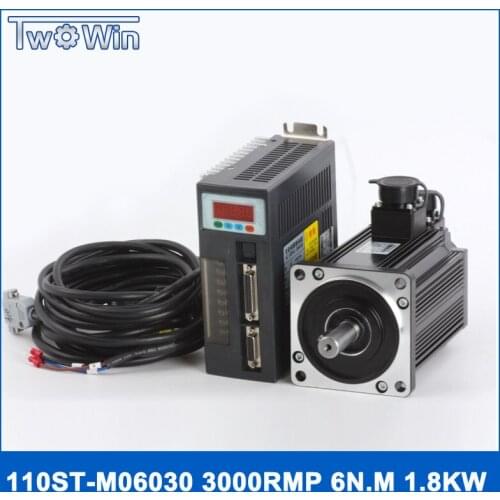 AC SERVO MOTOR & DRIVER SYSTEM 1.5KW 5 N.M 3000rpm 220V 110ST-M05030 110ST AC SERVO MOTOR Matched Servo Drive
