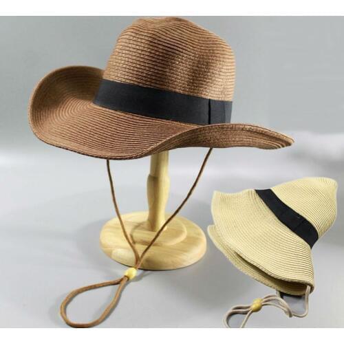Summer Man Foldable Straw Hat Outdoors Cowboy Hat Sandy Beach Panama Hats Big Head Man Plus Size Fedora Hat 58CM 60CM 62CM
