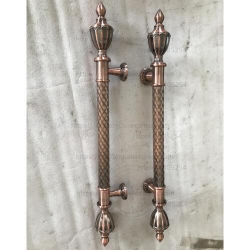 Ancient bronze red copper wooden door handle stainless steel glass door handles