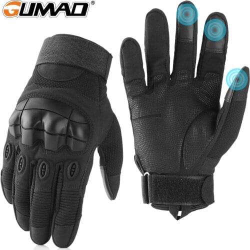 Touch Screen Tactical Gloves PU Leather Full Finger Glove Cycling Airsoft Paintball Bicycle Hunting Hiking Men Anti-Skid Mittens