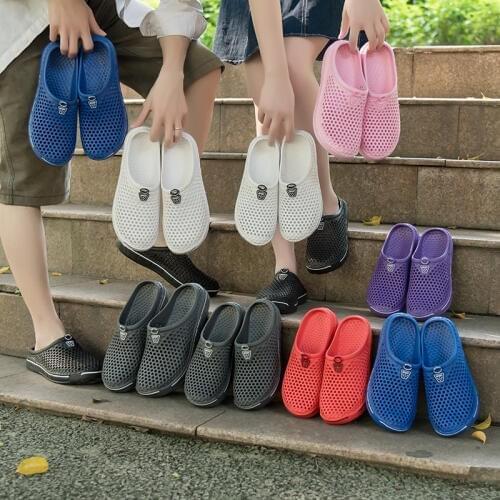 PUPUDA Men Slippers Summer Breathable Slip On Slippers Lightweight Outdoor Beach Shoes Men Comfy Casual Home Garden Shoes Women