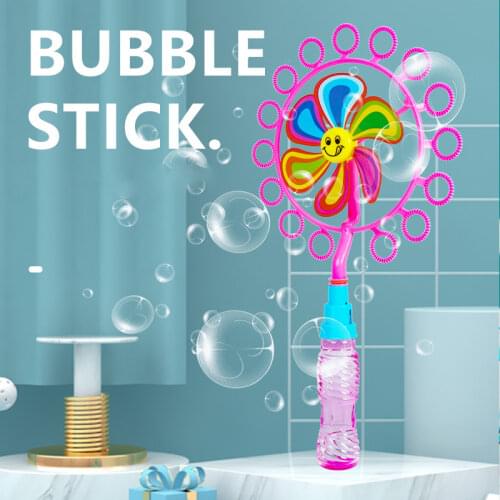 Windmill Bubble Stick Kids Magic Wand Toy Magic Soap Water Bubble Blower Machine Outdoor Toy for Girl Magic Wand Bubbles Machine