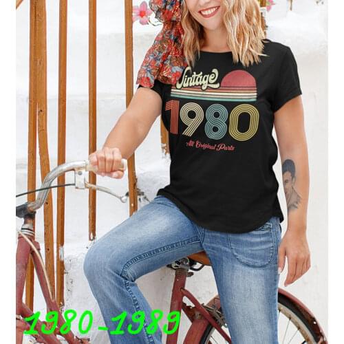 Vintage 1980 - 1989 T-Shirt Women 32-41 40 Years Old 41st 40th Birthday Gift Idea Girls Mom Wife Daughter Top Tshirt Tee Shirt