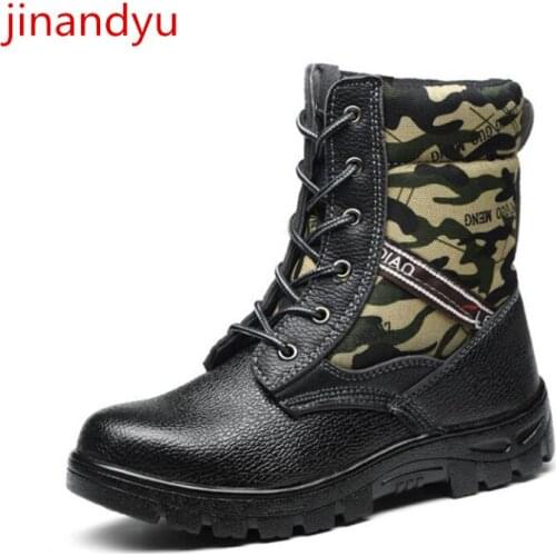 High Top Warm Industrial Safety Boots Camouflage Anti Smash Anti Puncture Mens Winter In Snow Boots Workplace Safty Shoes Man