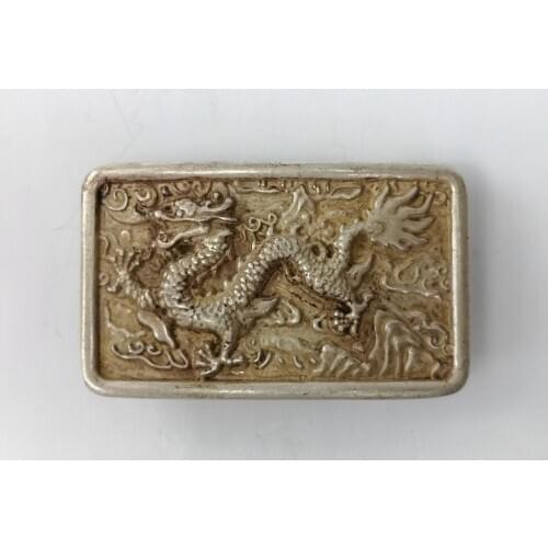 YIZHU CULTUER ART Collection Old Chinese Tibet Silver Carving Dragon Belt Fastener Decoration Gift