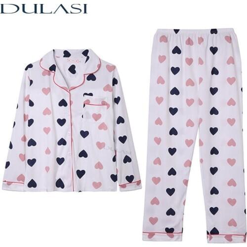 Pajamas For Women Fashion Home Suit Turn Down Collar Females Home Clothes Comfortable Simple Sleep Tops Recommend DULASI