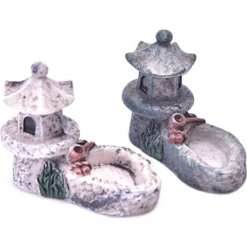 1Pcs Mini Pool Tower Statue Resin Craft Home Decor Miniature Fairy Garden Decoration Accessories Figurine Dollhouse Decor Random