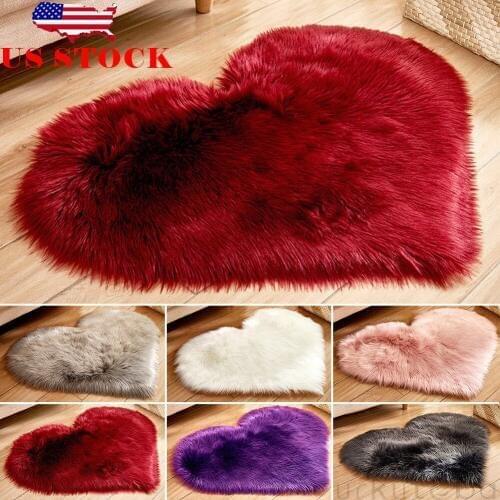 2019 hot solid warm Fluffy Heart Rugs Anti-Skid Shaggy Area Shaggy Floor Soft Faux Dining Room Home Bedroom Carpet Floor Mat