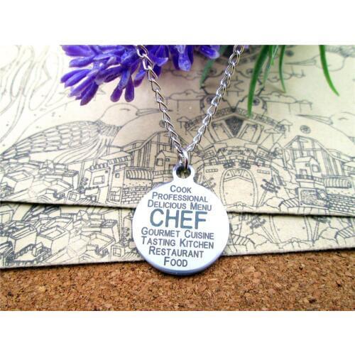 3pcs/lot Fashion stainless steel necklace "CHEF" Charms Pendant necklace jewelry Gift more style for choosing