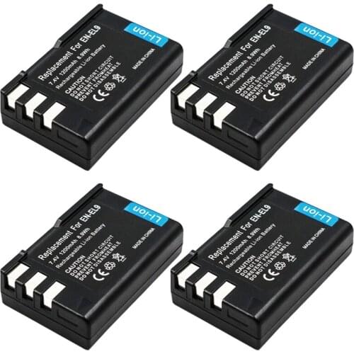 4pcs bateria EN-EL9 EN-EL9A EN EL9 EL9A ENEL9 Batteries for Nikon D40 D40X D60 D3000 D5000 Digital Camera