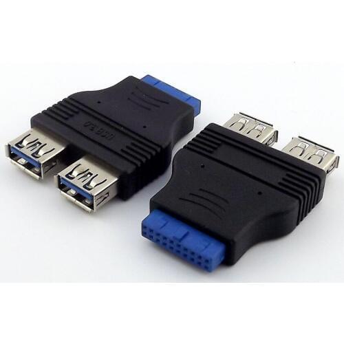 5Pcs 2 Ports USB 3.0 Type A Female Port HUB To Motherboard 20 Pin Header Adapter