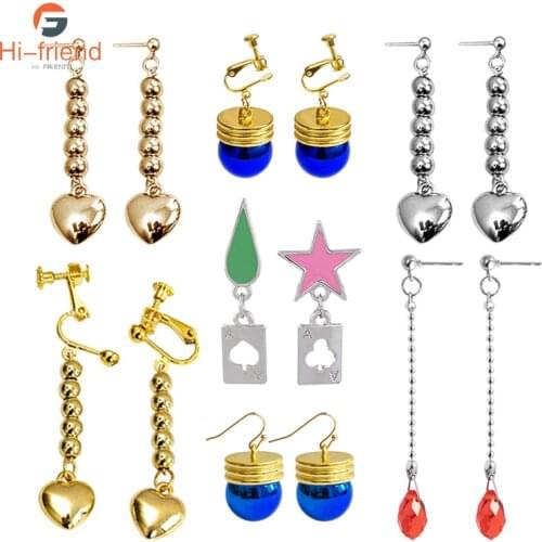 Anime HUNTER X HUNTER Hisoka Earrings Poker Heart Star Teardrop Pendant Earrings for Women Men Cosplay Prop Jewelry Gift