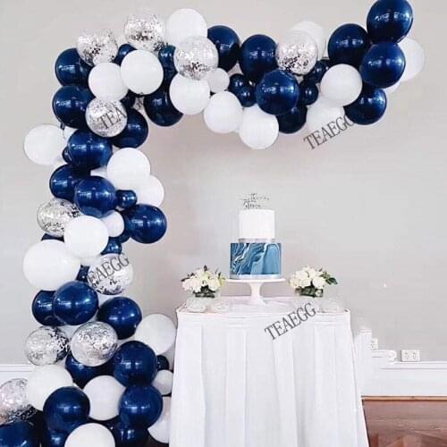White Navy Blue Pastel Latex Balloons Decorations Backdrop For Bridal Wedding Anniversaire Happy Birthday Balloons Baby Shower