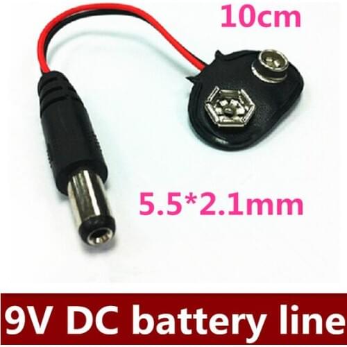 DHL Free Shipping 500PCS/LOT 9V battery button DC 5.5*2.1mm battery lead 10CM