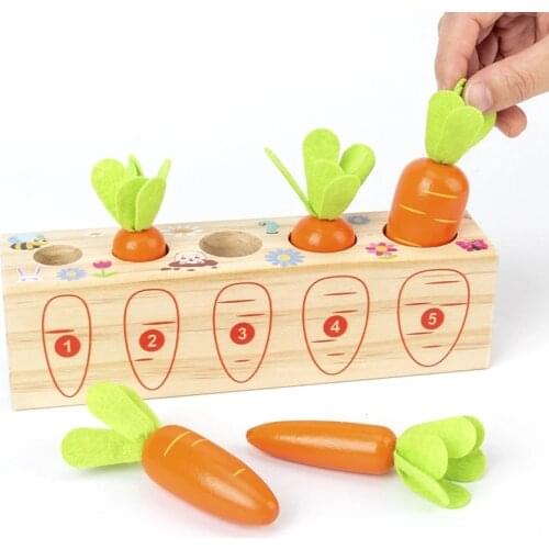 Montessori Wooden Toy Fun Digital Insert Carrot Game Hand-eye Coordination Math Board Game Educational Toys For Children Kids