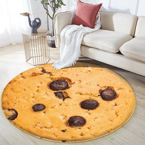 Home Decor Bedroom Living Room Carpet Cute 3D Printed Non-slip Carpet Cookies Chocolate Biscuits Pattern Blanket Flannel Carpet