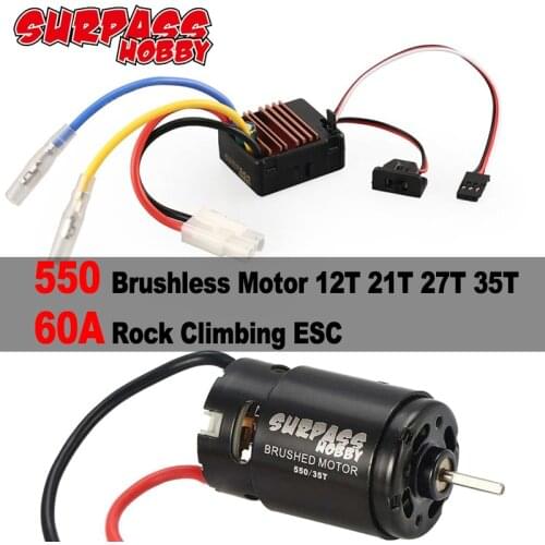 SURPASS HOBBY Brushed Motor 550 12T 21T 27T 35T with 60A ESC 5V/2A BEC for 1/10 RC Car Crawler Off-road HSP HPI Kyosho TRAXXAS