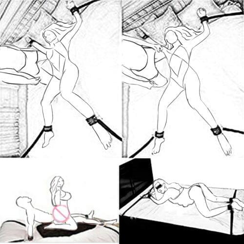 Erotic Bed Restraint Fetish Bdsm Bondage Handcuffs Games Sex Products Ankle Hand Adult No Vibrator Sex Toys For Woman Couples