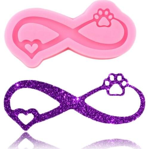 Glossy Love Ribbon Bear Paw Silicone Mold Keychains Making Mould DIY Handmade Necklace Charms Jewelry Epoxy Crafting Molds