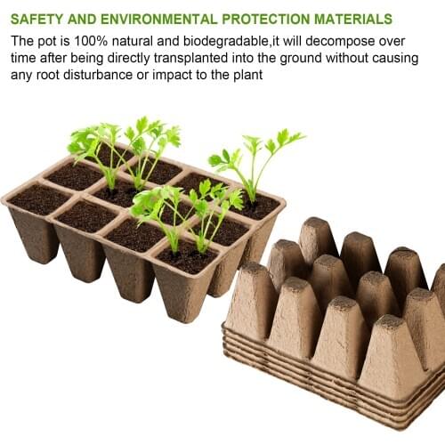 Pulp Nursery Pot 12-grid Large Capacity Solid Color Disposable Biodegradable Convenience Clean Plant Accessory