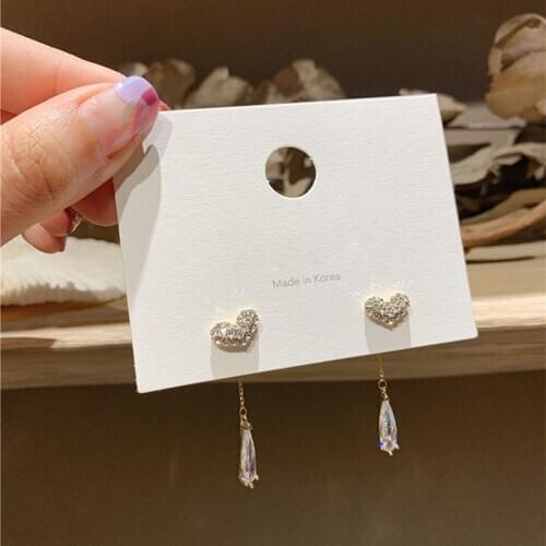 Korean Jewelry Heart Drop Earrings for Women Tassel Dangle Earrings 2020 Gifts For Women Pendientes Jewelry