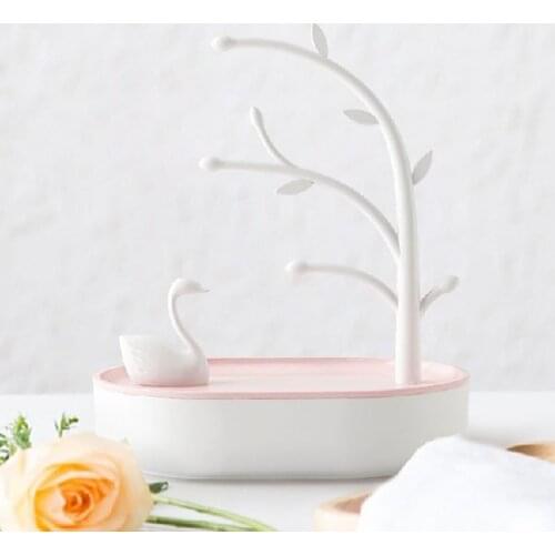 Lovely Swan and Tree Storage Jewelry Display Stand Rack Tree Bird Stand Iron Necklace Earring Holder Bracelet Fashion Organizer