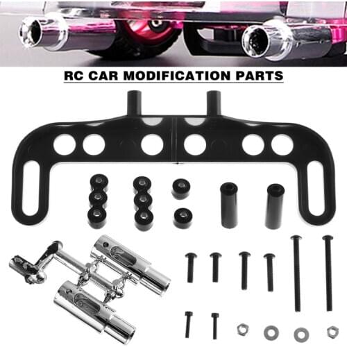 Metal 1/10 RC Car Modification Parts Dual Exhaust Pipe License Plate Rack RC Car Accessories