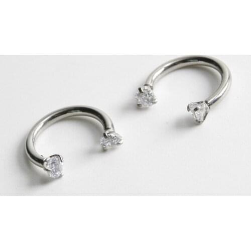 Fashion Personality U-shaped Horseshoe Double Head Transparent Zircon Nose RingEar Bone Nail Punck Womens Puncture Jewelry