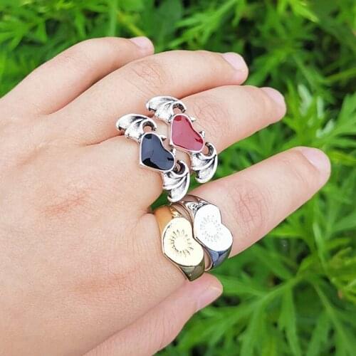 Fashion Lovely Flying Heart Rings Simple Cute Punk Alloy Knuckle Rings For Women Girls Jewelry Gift Accessories