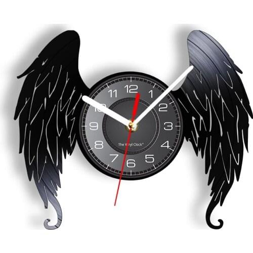 Angel Wings Vintage Vinyl Record Wall Clock Guardian Wing Silent Quartz Clock Modern Simple Design European Household Wall Watch