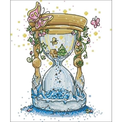 Hourglass in spring patterns Counted Cross Stitch 11CT 14CT 18CT DIY Chinese Cross Stitch Kits Embroidery Needlework Sets