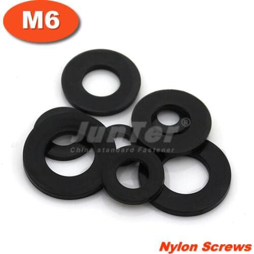 1000pcs/lot M6(ID) x 12(OD) x 1.2mm Thick Black Nylon Flat Washer