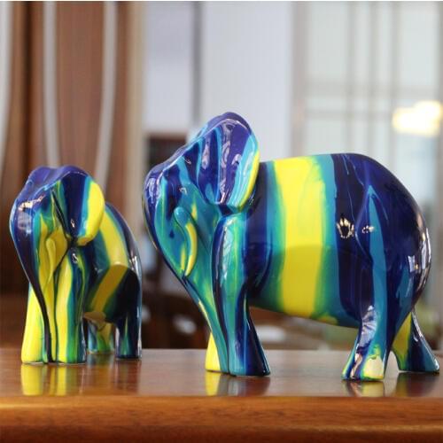 Hand painted colorful vivid animal resin sculpture home decoration modern crafts wedding gift lucky wealth elephant resin statue