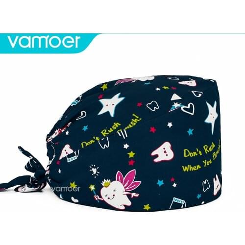 Surgery cap Prints Cotton Printing Surgical Cap Unisex Adjustable Nurse Cap Buckle Elastic Beauty Baotou Cap Fashion Doctor Hats