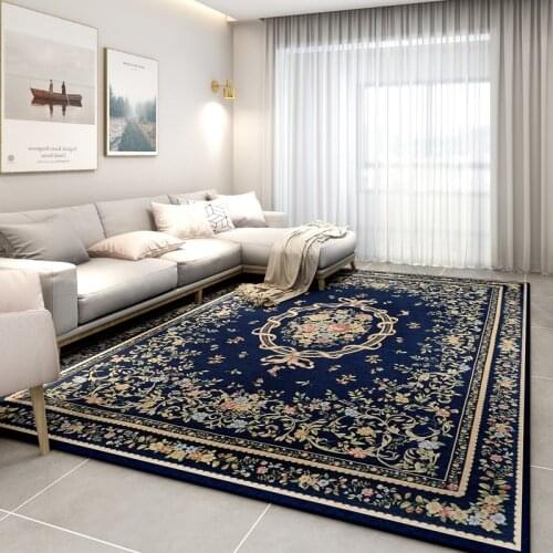 Navy Blue Carpets For Living Room American Countryside Bedroom Carpet Sofa Coffee Table Rug Study Room Floor Mat Cloakroom Rugs