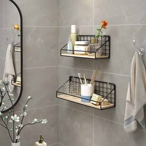 Nordic Style Holder Corner Shelf For Bathroom Organizer Wooden&Iron Hanging Modern For Bedroom Living Room Organizer Stylish