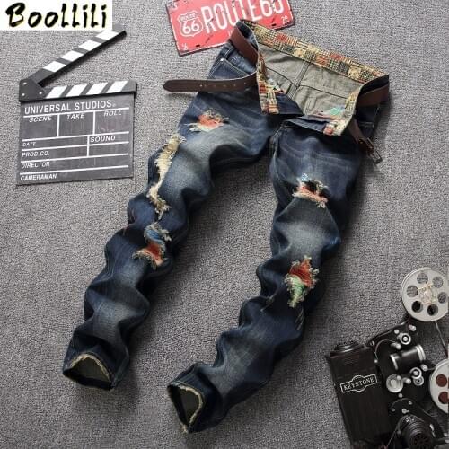 High Quality Ripped Jeans Men Jeans Fashion Design With Hole England Style