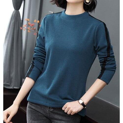 Long Sleeve T Shirt Women Loose O-Neck Plus Size Women Clothing Cotton Tee Shirt Femme 2021 Spring Autumn Solid Poleras Mujer
