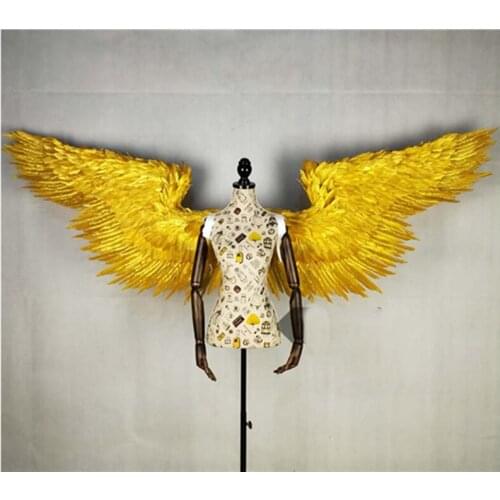 Golden Feather Wings Large Plus Size Studio Shooting Props for Party Show Festival Accessories Angel Wings Costume Adult