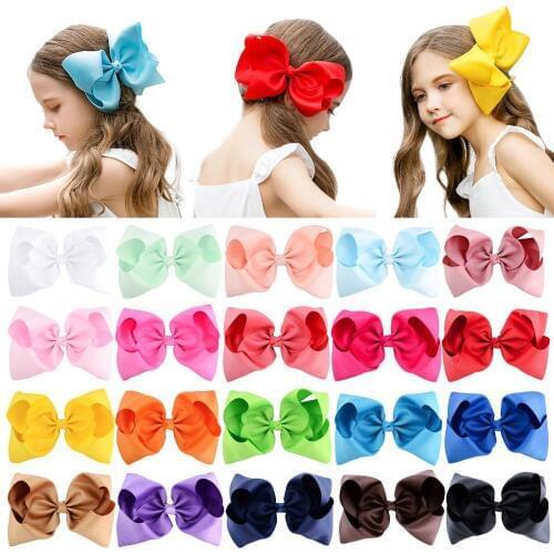 1pcs Big Grosgrain Ribbon 6 Inch Solid Hair Bows With Clips For Girls Kids Hair Clips Headwear Boutique Hair Accessories 588