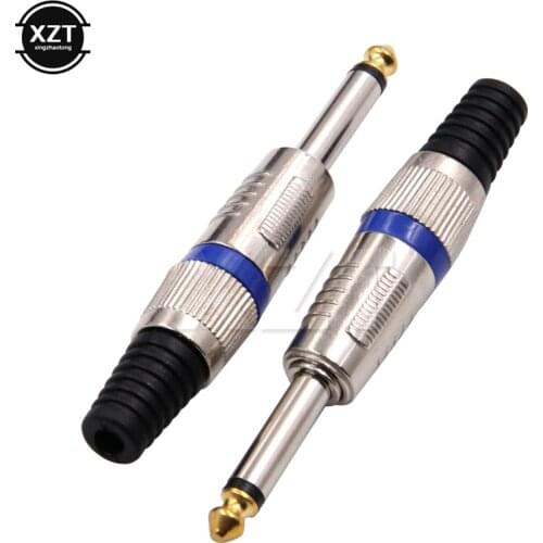 1Pc Mono 6.35mm 1/4 Inch Nickel Plated 6.35 mm 6.5 Male Audio Sound Mic Jack Plug Connector Auto Car Audio Cable Plug Accessory