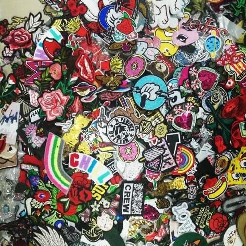 10/20/30pcs Mixed Iron on and Sew-On Patches For Clothing Shirt Jacket Embroidered Clothing Patches Stripe Stickers High Quality